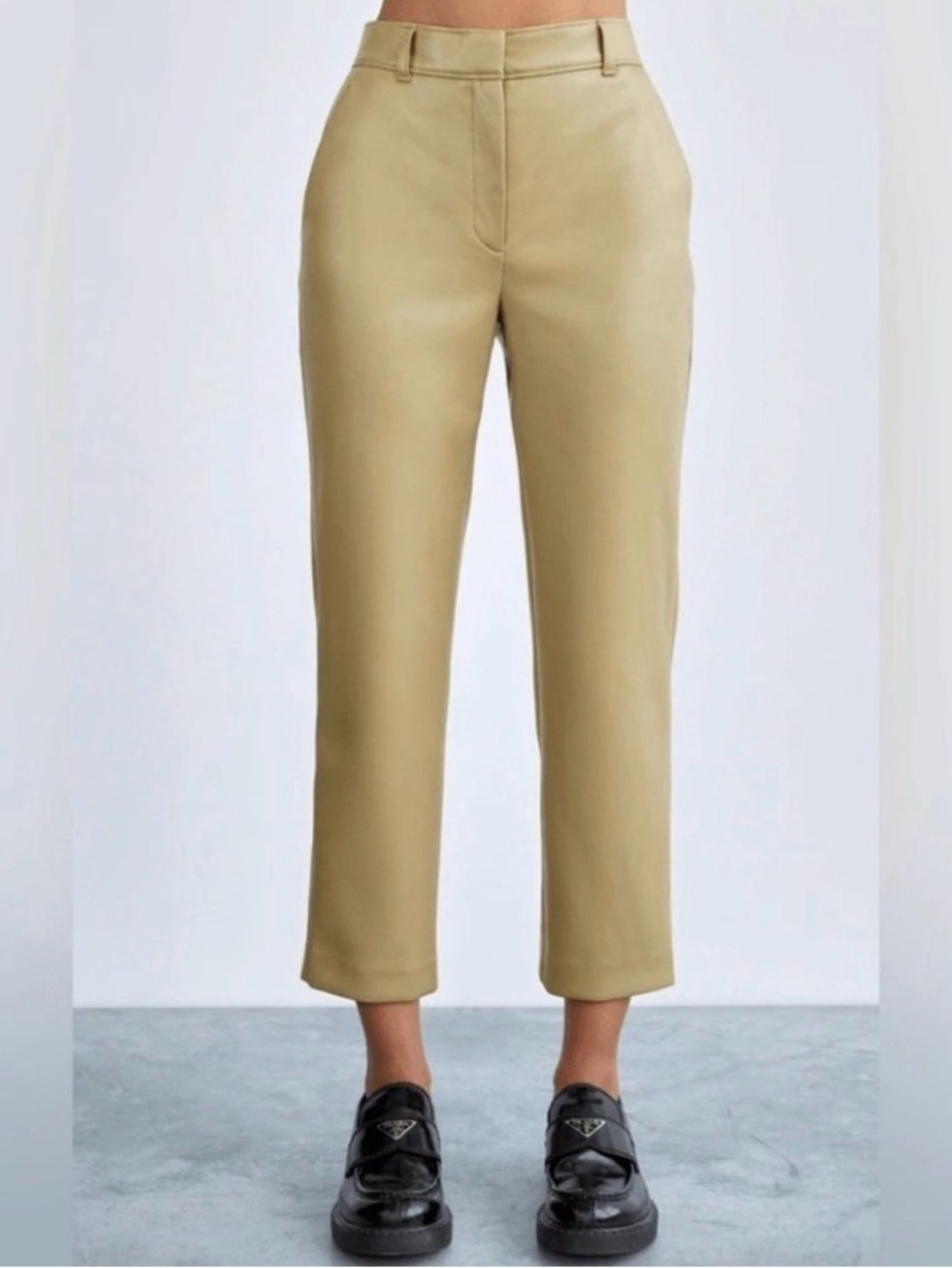 Babaton Command Vegan Faux Leather Pant from Aritzia in Beige Size 8
